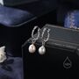 Oval Pearl Braided Hoops In Sterling Silver, thumbnail 1 of 9