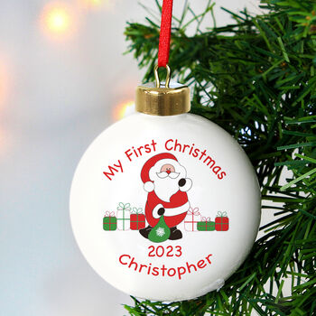 Personalised Santa With Presents Bauble, 3 of 3