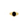 Gold Plated Onyx Gemstone Steel Oval Signet Ring, thumbnail 3 of 12
