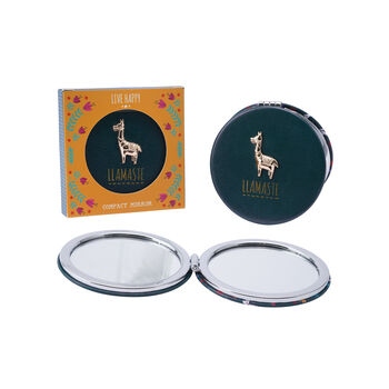 Live Happy 'Llamaste' Llama Compact Mirror In Gift Box, 2 of 4