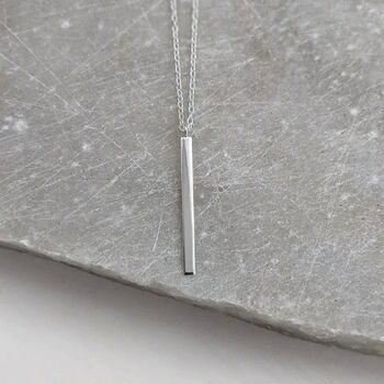 Sterling Silver Long Bar Necklace, 4 of 11