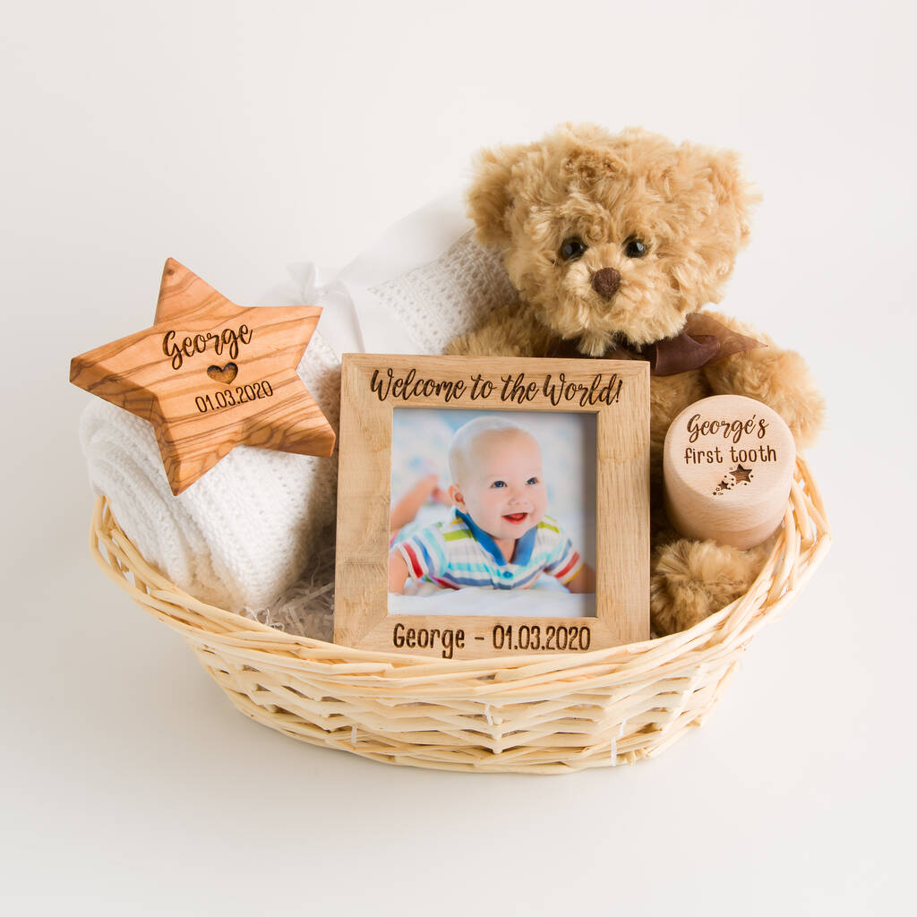 Personalised Deluxe New Baby Gift Basket, 1 of 8