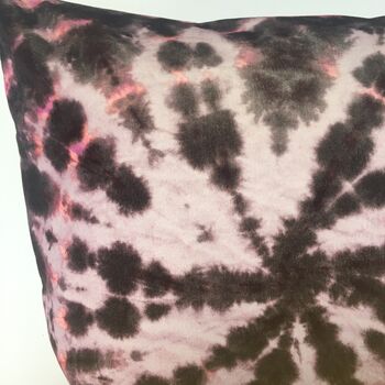 Tie Dye Circle Velvet Cushion Burgundy / Pink, 3 of 4