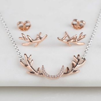 Sterling Silver Stag Antler Necklace, 5 of 6