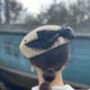Straw Beret Occasion Hat With Black Bow 'Penelope', thumbnail 3 of 7