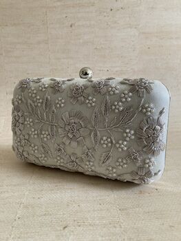 White Grey Handcrafted Rectangular Clutch Bag, 4 of 10