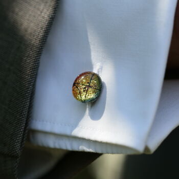 Colourful Fused Glass Cufflinks In Autumn Colours, 5 of 11