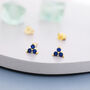 Sterling Silver Tiny Tree Dot Sapphire Blue Cz Stud Earrings, thumbnail 5 of 12