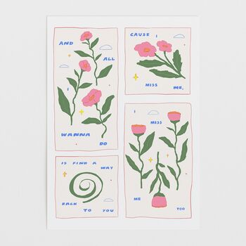 Griff 'Miss Me Too' Floral Lyric Art Print, 2 of 3