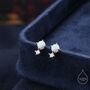 Sterling Silver Tiny Cz And White Opal Stud Earrings, thumbnail 1 of 11