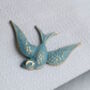 Feathered Blue Swallow Bird Brooch, thumbnail 1 of 3