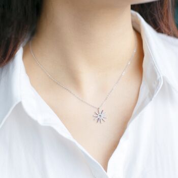 Sterling Silver Sun Burst Pendant Necklace, 2 of 5