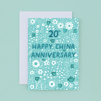 China Floral 20th Anniversary Card, 2 of 2