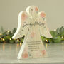 Personalised Floral Wooden Angel Memorial Ornament, thumbnail 7 of 10