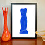 Female Figurative Torso Blue Linocut Art Print, thumbnail 2 of 6