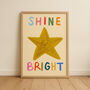 Shine Bright Star Drawn Illustrated Nursery Print, thumbnail 1 of 4