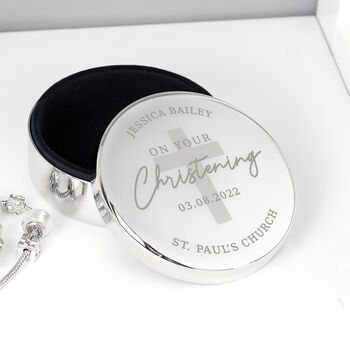 Personalised Christening Round Trinket Box, 3 of 3