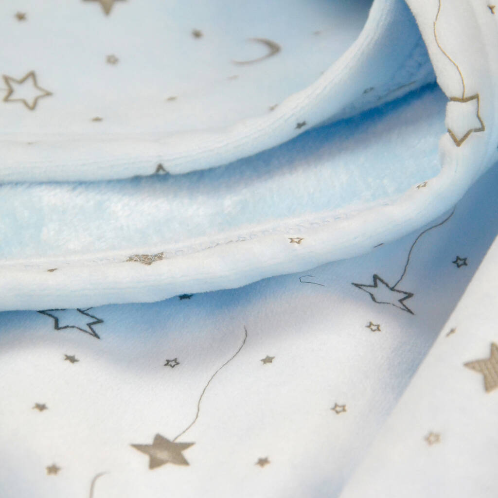 Personalised Blue Star Velour Baby Blanket By D Caro