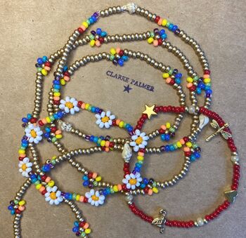 Golden Daisy Rainbow Handmade Beaded Necklace, 3 of 6