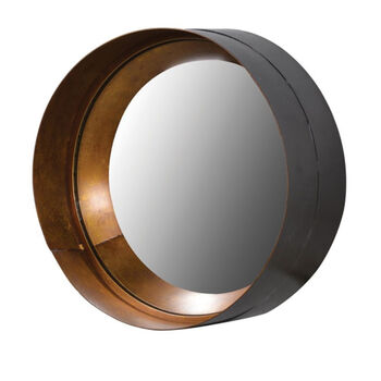 Small Round Black Cylinder Wall Mirror, 2 of 10