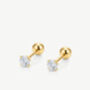 Women's 3mm Solitaire Round Stone Earrings – Screw Back In 18k Gold, thumbnail 2 of 4