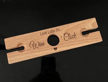 Personalised Wine O'clock Wine Glass And Bottle Holder, 4 of 4