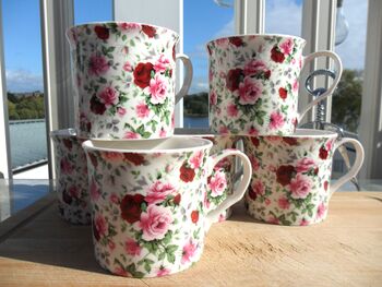 Set Of Six China Palace Mugs In Summertime Chintz Design, 5 of 11