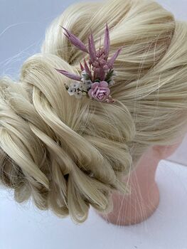 Dried Flower Pink Hair Pins, 3 of 3