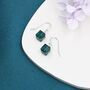 Emerald Green Crystal Cube Drop Hook Earrings, thumbnail 9 of 12