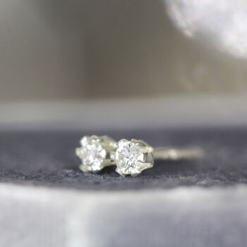 Tiny White Diamond Stud Earrings Silver Or Gold, 9 of 12