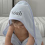 Personalised Hooded Baby Towel Blue, thumbnail 3 of 6