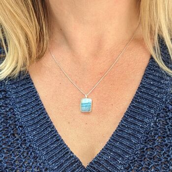 'The Rectangle' Labradorite Sterling Silver Necklace, 3 of 10