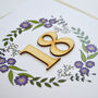 Floral 18th Birthday Wooden Illustrated Card, thumbnail 2 of 2