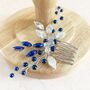 Silver Leaf And Blue Pearl Hair Comb, thumbnail 1 of 8