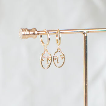 Abstract Face Huggie Hoop Earrings, 4 of 9