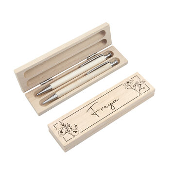 Personalised Wooden Floral Pen Set, 4 of 5