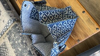 Tote Bag, Beach Bag, Block Print Indian Handbag, Indigo, 9 of 11