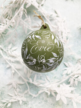 Personalised Hand Painted Green Christmas Bauble, 2 of 5