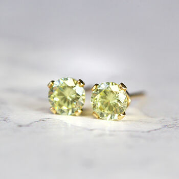 Lime Crystal Stud Earrings In Gold Or Silver, 2 of 12