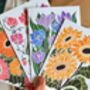 Linocut Joy Bloom Flower Notecards Set Of 12, thumbnail 3 of 12