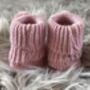 Rose Pink Knitted Baby Booties With Pom Pom, thumbnail 7 of 8