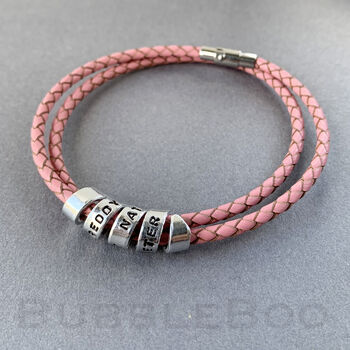 Personalised Secret Message Pink Leather Bracelet, 4 of 5