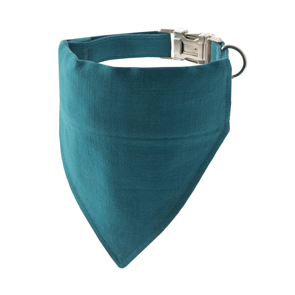 peacock blue bandana dog collar by dober & dasch