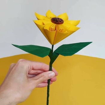 Origami Paper Sunflower With Leaves, 2 of 10