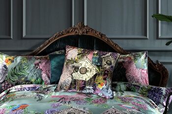 Bird Sanctuary Soft Purple Square Cushion With Birds, Bird Houses, And Trailing Wisteria, 4 of 7