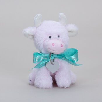 Personalised Mini Baby Pink Collectible Highland Cow Soft Toy, Gift Boxed, 4 of 11