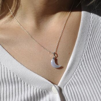 Dainty Gemstone Crescent Moon Necklace, 3 of 8