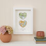Custom Map 3D Hearts Valentine's Day Gift Wall Art, thumbnail 2 of 2