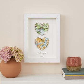 Custom Map 3D Hearts Valentine's Day Gift Wall Art, 2 of 2