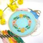 Turquoise Floral Wreath Embroidery Kit, thumbnail 7 of 11